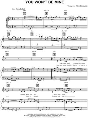 You Won't Be Mine by Matchbox Twenty - Sheet Music