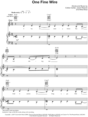 One Fine Wire by Colbie Caillat - Sheet Music