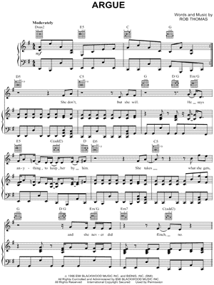 Argue by Matchbox Twenty - Sheet Music