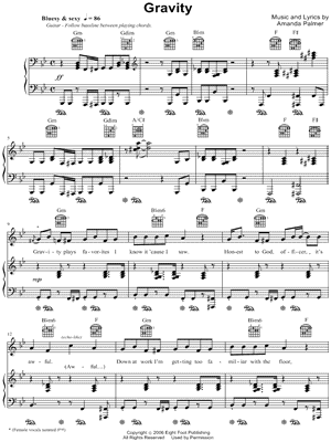 Gravity by The Dresden Dolls - Sheet Music