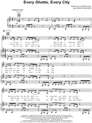 Every Ghetto, Every City by Lauryn Hill - Sheet Music