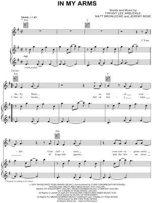 In My Arms by Plumb - Sheet Music