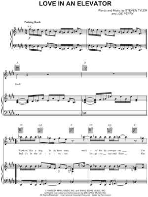 Love In An Elevator by Aerosmith - Sheet Music