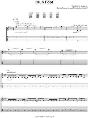 Club Foot by Kasabian - Sheet Music