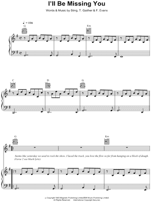 I'll Be Missing You by Puff Daddy - Sheet Music