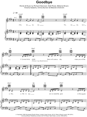 Goodbye by The Spice Girls - Sheet Music