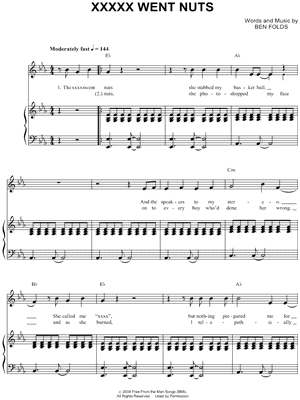 Xxxxx Went Nuts by Ben Folds - Sheet Music