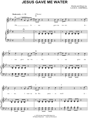 Jesus Gave Me Water by Sam Cooke - Sheet Music