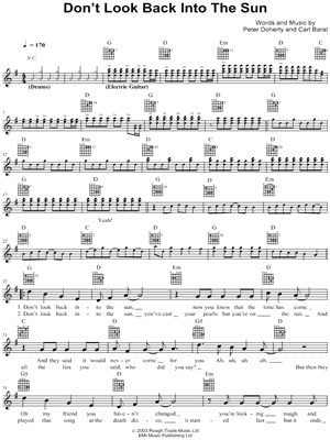 Don't Look Back Into the Sun by The Libertines - Sheet Music