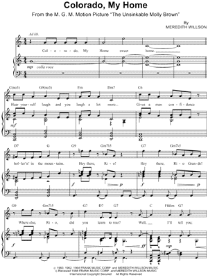 Colorado, My Home from The Unsinkable Molly Brown - Sheet Music