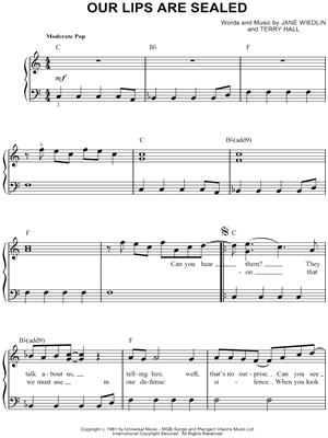Our Lips Are Sealed by The Go-Go's - Sheet Music