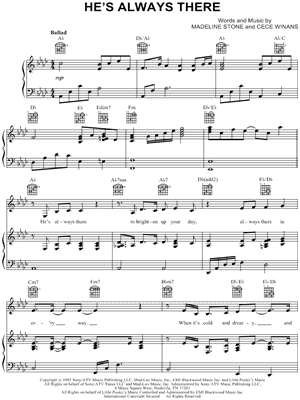 He's Always There by Cece Winans - Sheet Music