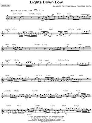 Lights Down Low - Tenor Sax by Boney James - Sheet Music