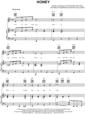 Honey by Nat King Cole - Sheet Music