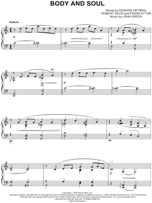 Body and Soul by Johnny Green - Sheet Music