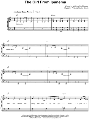 The Girl From Ipanema by Antonio Carlos Jobim - Sheet Music
