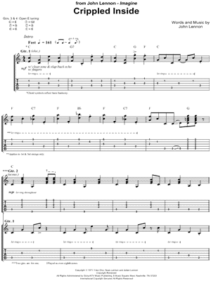 Crippled Inside by John Lennon - Sheet Music