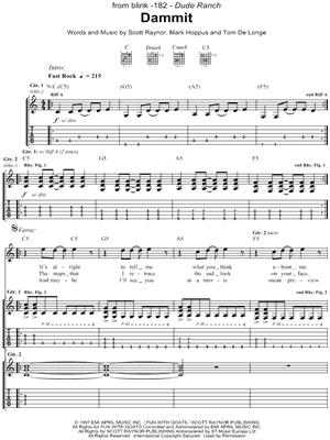 Dammit by blink-182 - Sheet Music