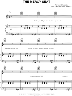 The Mercy Seat by Johnny Cash - Sheet Music
