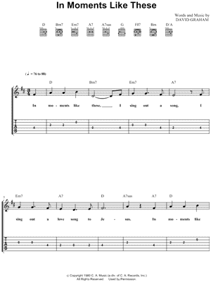 In Moments Like These by David Graham - Sheet Music