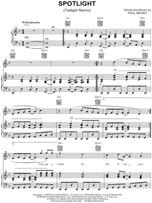 Spotlight (Twilight Remix) by Mute Math - Sheet Music
