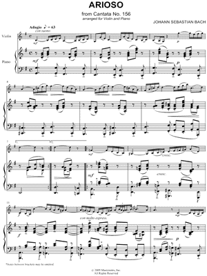 Arioso From Cantata No. 156, for Violin and Piano - Piano Accompaniment