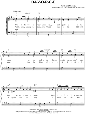 D-I-V-O-R-C-E by Tammy Wynette - Sheet Music