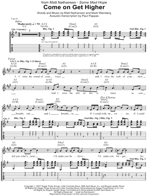 Come on Get Higher by Matt Nathanson - Sheet Music