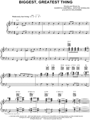 Biggest, Greatest Thing by Mary Mary - Sheet Music