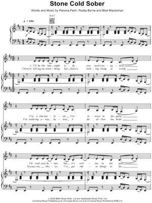 Stone Cold Sober by Paloma Faith - Sheet Music