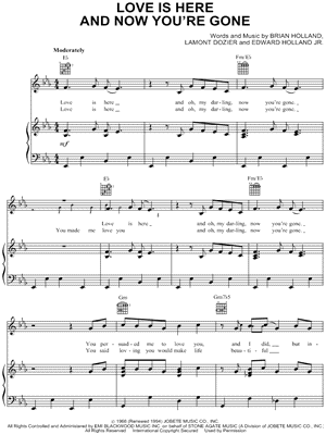 Love Is Here and Now You're Gone by Michael Jackson - Sheet Music