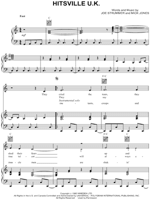 Hitsville U.K. by The Clash - Sheet Music