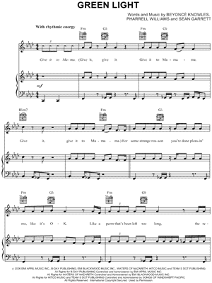 Green Light by Beyoncé - Sheet Music