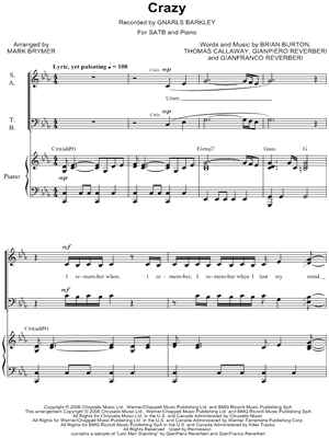 Crazy by Gnarls Barkley - Sheet Music
