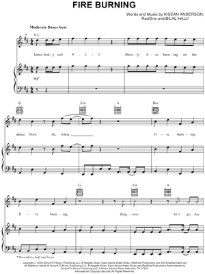 Fire Burning by Sean Kingston - Sheet Music