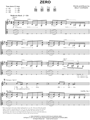 Zero by The Smashing Pumpkins - Sheet Music