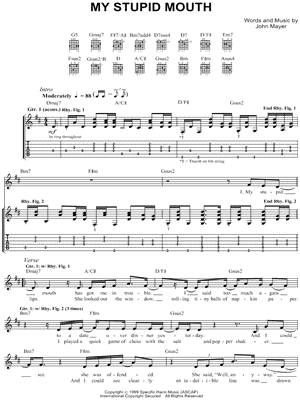 My Stupid Mouth by John Mayer - Sheet Music