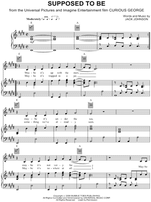 Supposed To Be by Jack Johnson - Sheet Music