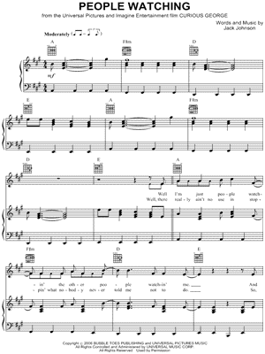 People Watching by Jack Johnson - Sheet Music
