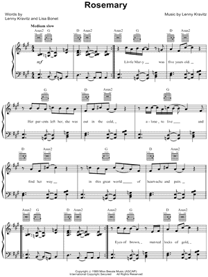 Rosemary by Lenny Kravitz - Sheet Music