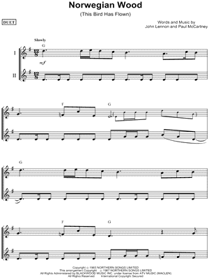 Norwegian Wood (This Bird Has Flown) by The Beatles - Sheet Music