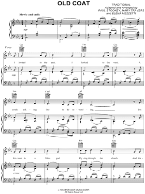 Old Coat by Peter Paul and Mary - Sheet Music