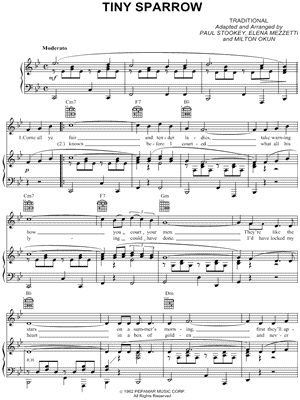 Tiny Sparrow by Peter Paul and Mary - Sheet Music