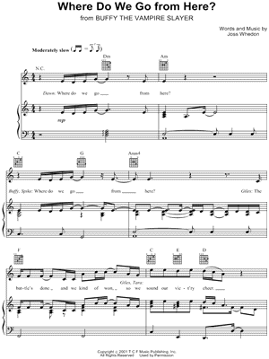 Where Do We Go From Here? from Buffy The Vampire Slayer - Sheet Music
