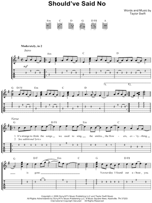 Should've Said No by Taylor Swift - Sheet Music