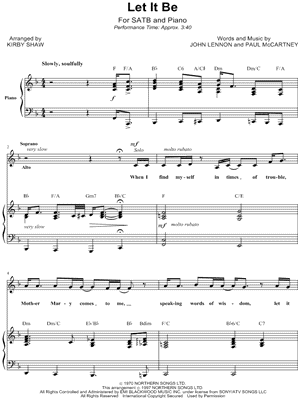 Let It Be by The Beatles - Sheet Music