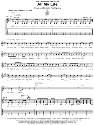 All My Life by Foo Fighters - Sheet Music