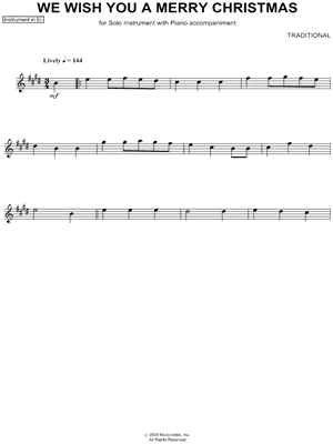 We Wish You a Merry Christmas - Eb Instrument