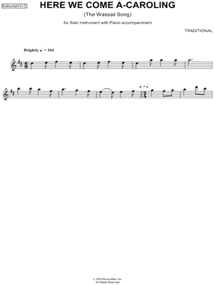 Here We Come A-Caroling - C Instrument