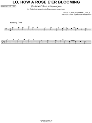 Lo, How a Rose E'er Blooming - Bass Clef Instrument